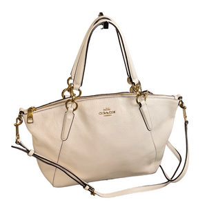 Coach Cream Leather Shoulder Bag with Gold Accents